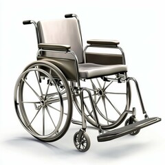 Fototapeta premium Realistic wheelchair design with sleek metal frame and comfortable seat for mobility assistance and accessibility solutions