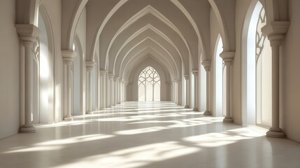 Obraz premium Elegant architectural interior with arches and soft natural light
