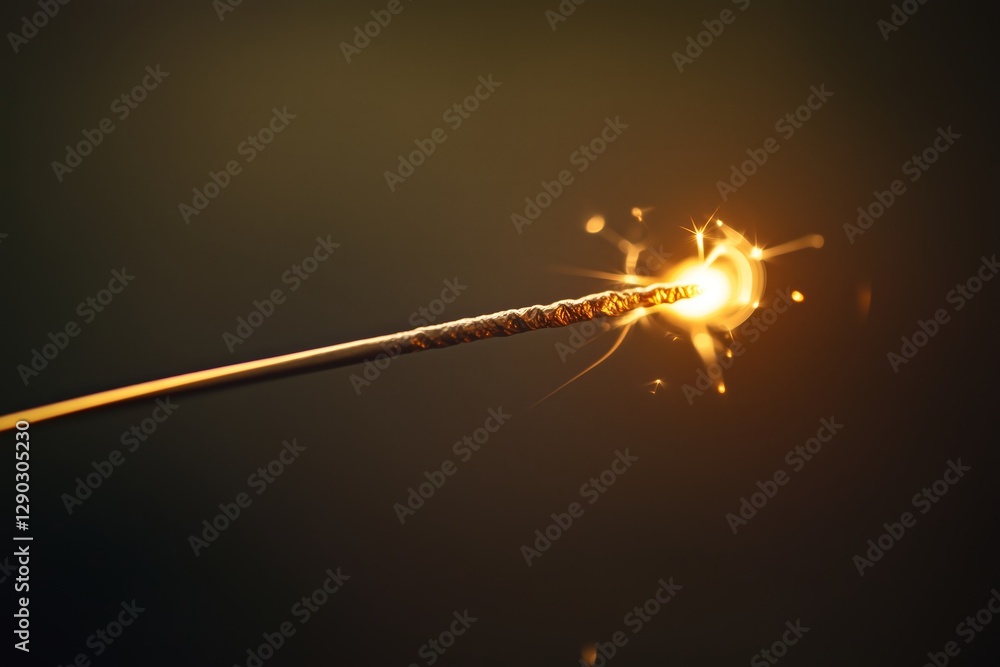 Poster sparkler ignited with a blurred bokeh backdrop