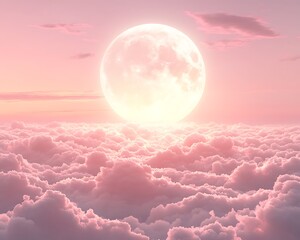 Fototapeta premium Pink moonlit cloudscape