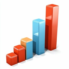 Colorful 3D Bar Chart Representing Growth with Rising Trends in Business and Finance Metrics for Visual Data Analysis