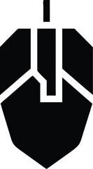 Geometric mouse icon, minimalist design, black and white, symmetrical shape, angular lines, hexagonal center, computer peripheral symbol, stylized rodent silhouette, tech logo concept, vector graphics