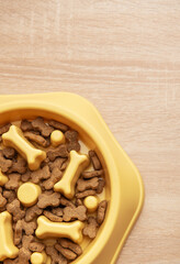 Slow feeder dog bowl preventing gulping and improving digestion