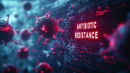 Visual representation of antibiotic resistance highlighting the impact of bacteria on healthcare and public health systems in a digital environment