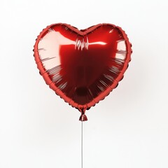 Detailed Hyper-realistic image of a heart-shaped balloon on a pure white background, isolated, sharp details, professional studio lighting,