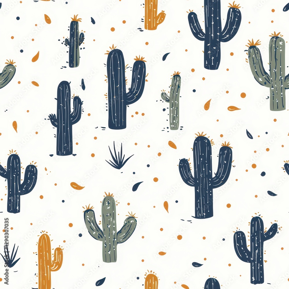 Aufkleber artistic cactus pattern featuring various cacti shapes and designs creating a lively and engaging tr