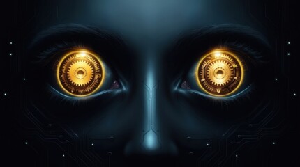 Close up eyes of technologies in the futuristic. : contact lens