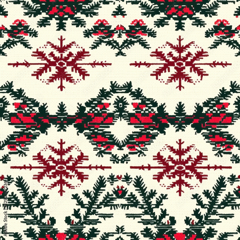 Poster vibrant pattern featuring an abundance of red and green leaves creating a lush natural aesthetic for
