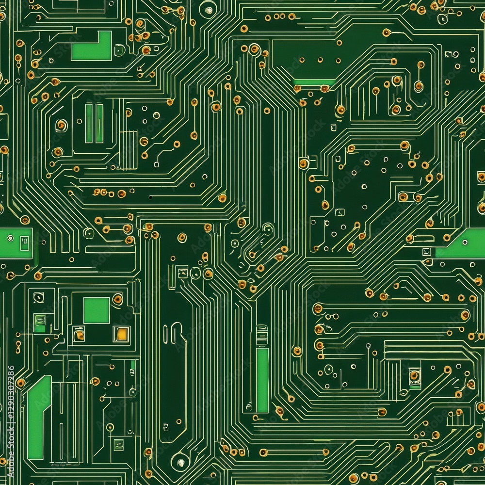 Poster intricate circuit board design featuring complex pathways and connections essential for modern elect