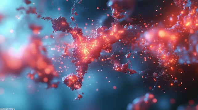 Colorful abstract representation of cosmic particles and energy floating in a vast space environment during a stellar event