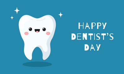 Dentist's Day greeting card with a cute tooth