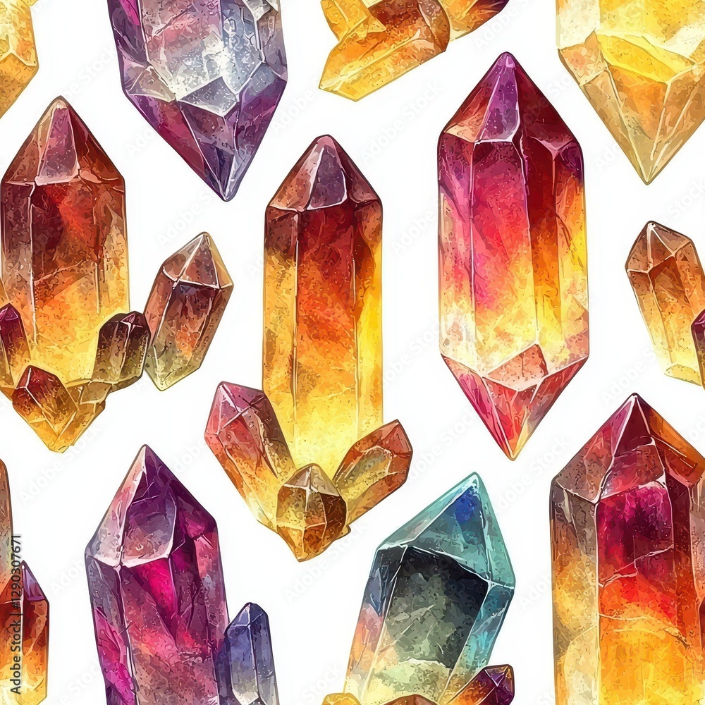 Poster intricate pattern of crystals forming a beautiful mosaic of colors and shapes capturing light in a s