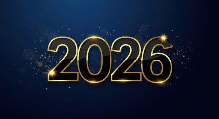 New year 2026 background. Dark holiday greeting card design. 