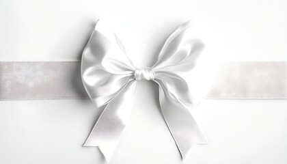 White ribbon bow on white background