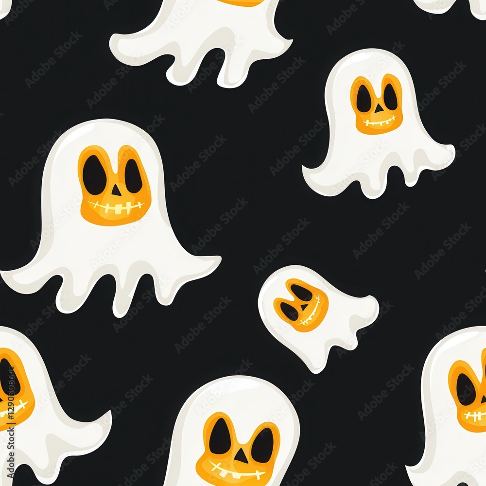 Poster charming group of friendly ghosts floating together in a playful and whimsical display perfect for h