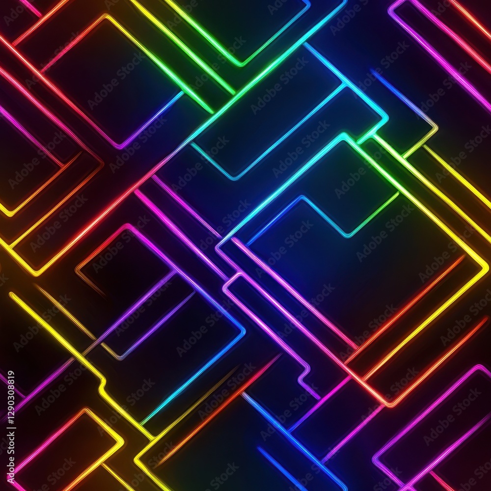 Poster bright and colorful neon pattern with striking colors and geometric shapes creating a lively and ene
