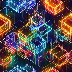 Fototapeta premium Intricate and colorful pattern featuring a blend of various shapes and colors creating a vibrant and engaging design Seamless Texture concepts