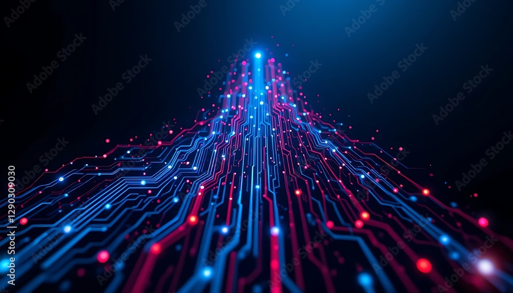 Poster an abstract depiction of data streams and digital pathways