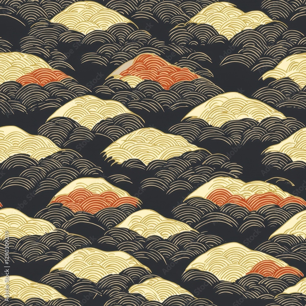 Aufkleber elegant pattern featuring waves in a soothing blue and white color scheme evoking calmness and fluid