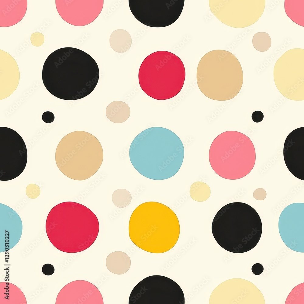 Poster vibrant and fun polka dot pattern featuring vivid colors and dynamic shapes for a playful and eye-ca