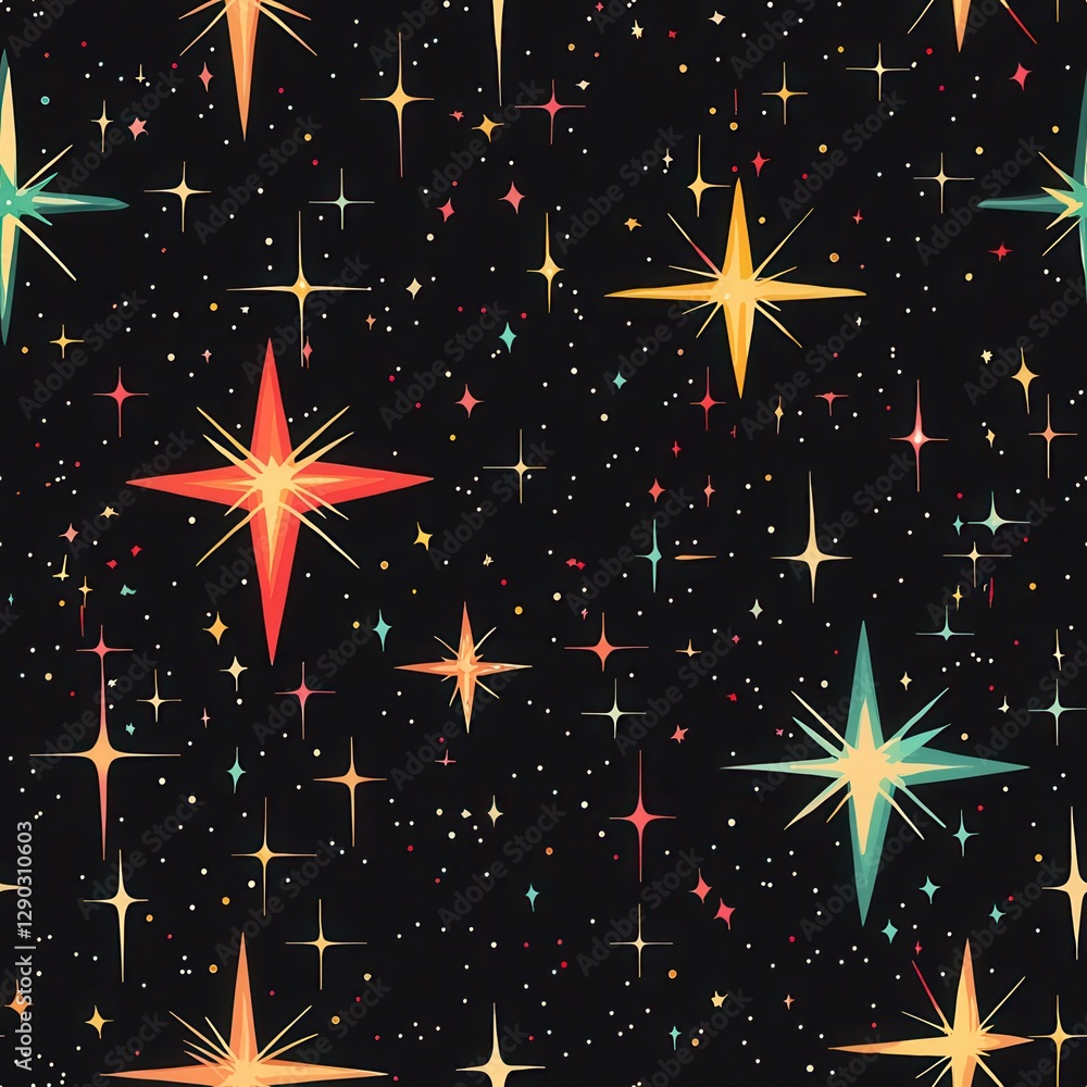 Poster striking black background enhanced with colorful stars creating an eye-catching cosmos effect for ar