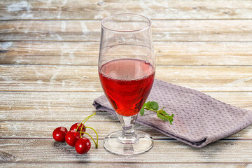 Sweet cherry juice in the glass