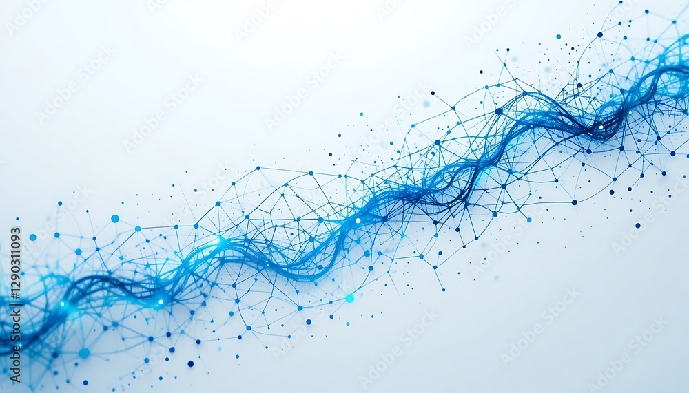 Aufkleber a blue network of interconnected lines and dots appears digitally