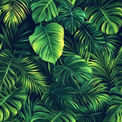 Lush green tropical plant capturing the essence of exotic nature with vibrant leaves and a fresh aesthetic appeal Seamless Texture concepts