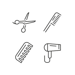 Barbershop and grooming icons. 6 barbershop and grooming trendy minimal icons. Barber scissors, Beard, Razor icon. Design signs for web page, mobile app, packaging design. Vector illustration