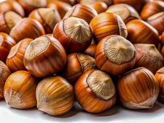 Obraz premium Delicious Macro Fresh Hazelnuts. Tasty Food background
