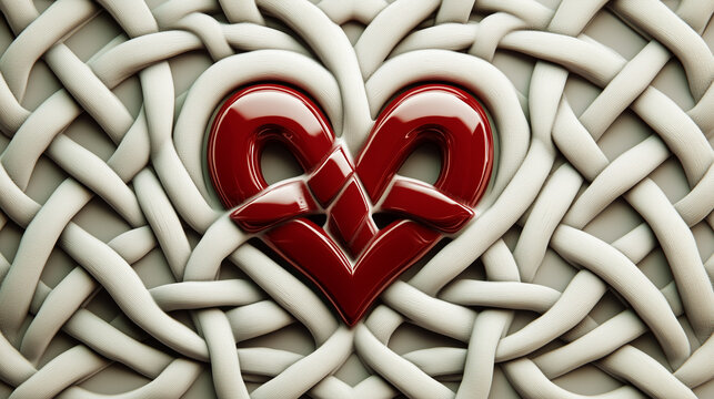 A Celtic knot heart design with intricate loops, postcard design