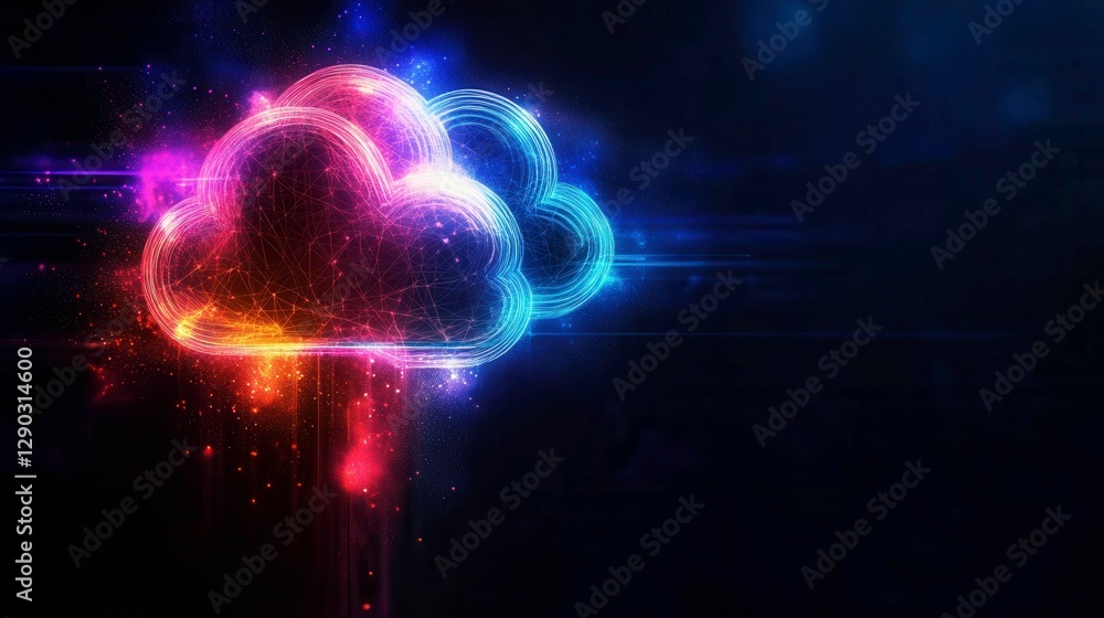 Wall mural vibrant vector illustrations of cloud computing in ai and ar environments