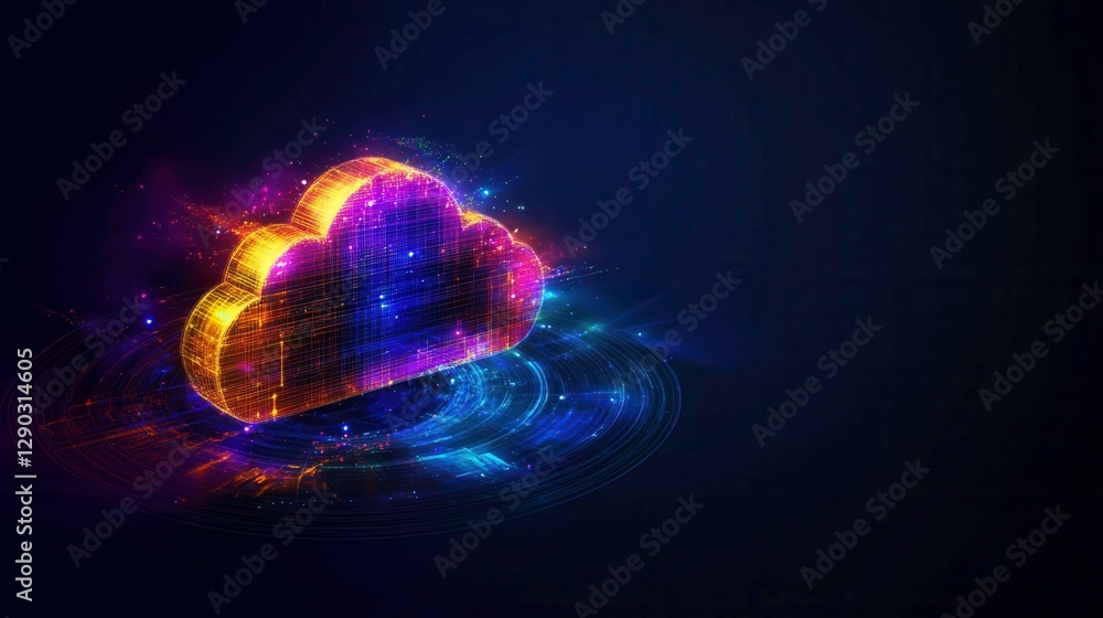 Wall mural vibrant vector illustration of abstract cloud computing in ai design