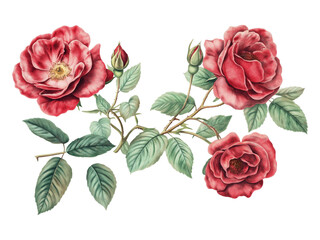 Fototapeta premium Rose isolated on white background, full depth of field