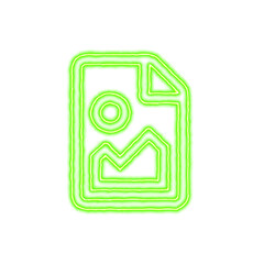 Icon file image from the flow of energy of green color. Shimmering neon