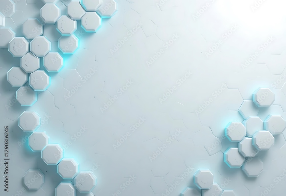 Aufkleber white hexagon tiles arranged on a white surface displaying technology