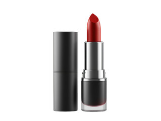 A sleek, black lipstick tube with a vibrant red bullet, showcasing a classic cosmetic product perfect for bold makeup looks.