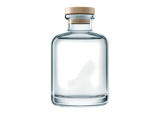 A glass bottle with a wooden lid, featuring a sleek design and a cylindrical shape.