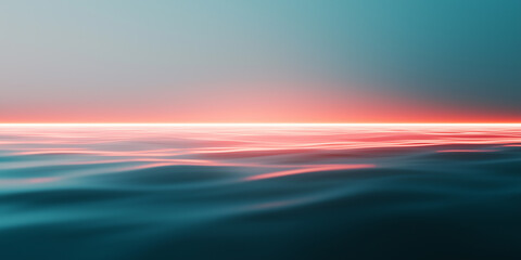 serene ocean scene with glowing horizon and soft waves under colorful sky