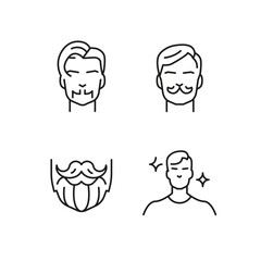 Barbershop and grooming icons. 4 barbershop and grooming trendy minimal icons. Barber Pole, Beard, Razor icon. Design signs for web page, mobile app, packaging design. Vector illustration
