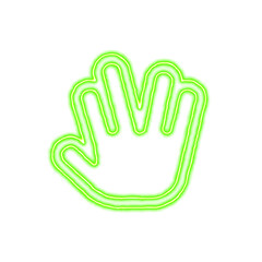 Fototapeta premium Icon Live long and prosper from the flow of energy of green color. Shimmering neon