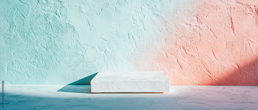 Aufkleber textured surface with pastel gradient background and minimalist platform
