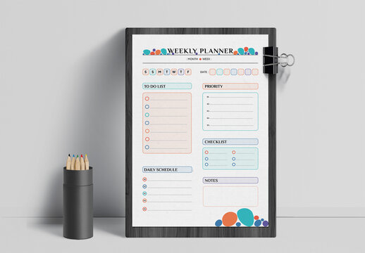 Minimal Weekly Planner Design With Colourful Pebbles