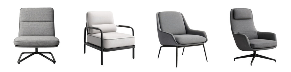 Sophisticated swivel chair with a sleek and adjustable design for modern living or office spaces  The chair features a minimalist contemporary style with a comfortable upholstered seat and backrest