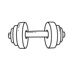 Dumbbell Sketch: A hand-drawn illustration of a classic dumbbell, perfect for fitness, weightlifting, or health-related projects. Capturing the essence of strength, exercise, and body building.