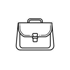 Briefcase Icon: A simple briefcase icon with a minimalist style in bold outline, perfect for use in various design projects. It represents business, work, travel and so on.