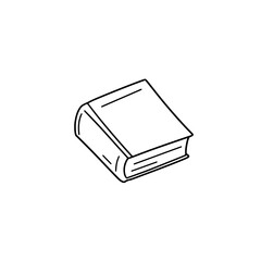 Closed Book Illustration: A simple, isolated line drawing of a closed book, suitable for educational concepts, reading, literature, or design elements. 