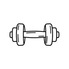 Simple Dumbbell Icon: A clean and minimalist line art illustration of a dumbbell, perfect for representing fitness, strength, and exercise.