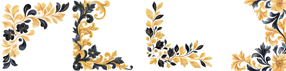 Elegant Vintage Floral Ornate Decorative Design with Flourishing Botanical Leaves and Swirling Patterns in Classic Baroque Style