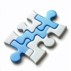 Fototapeta premium Interlocking Blue and White Puzzle Pieces on a Clean Background for Conceptual and Creative Imagery